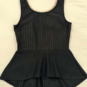 January 7 Black Mesh Peplum Tank Top Size S